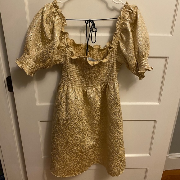 Hill House Home Gold Athena Nap Dress M EUC - Picture 4 of 5